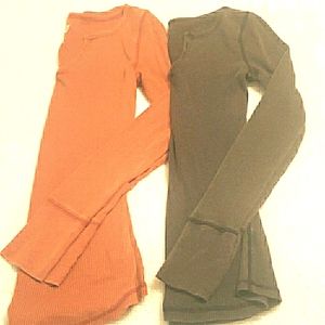 TWO waffle fabric Henley shirt bundle